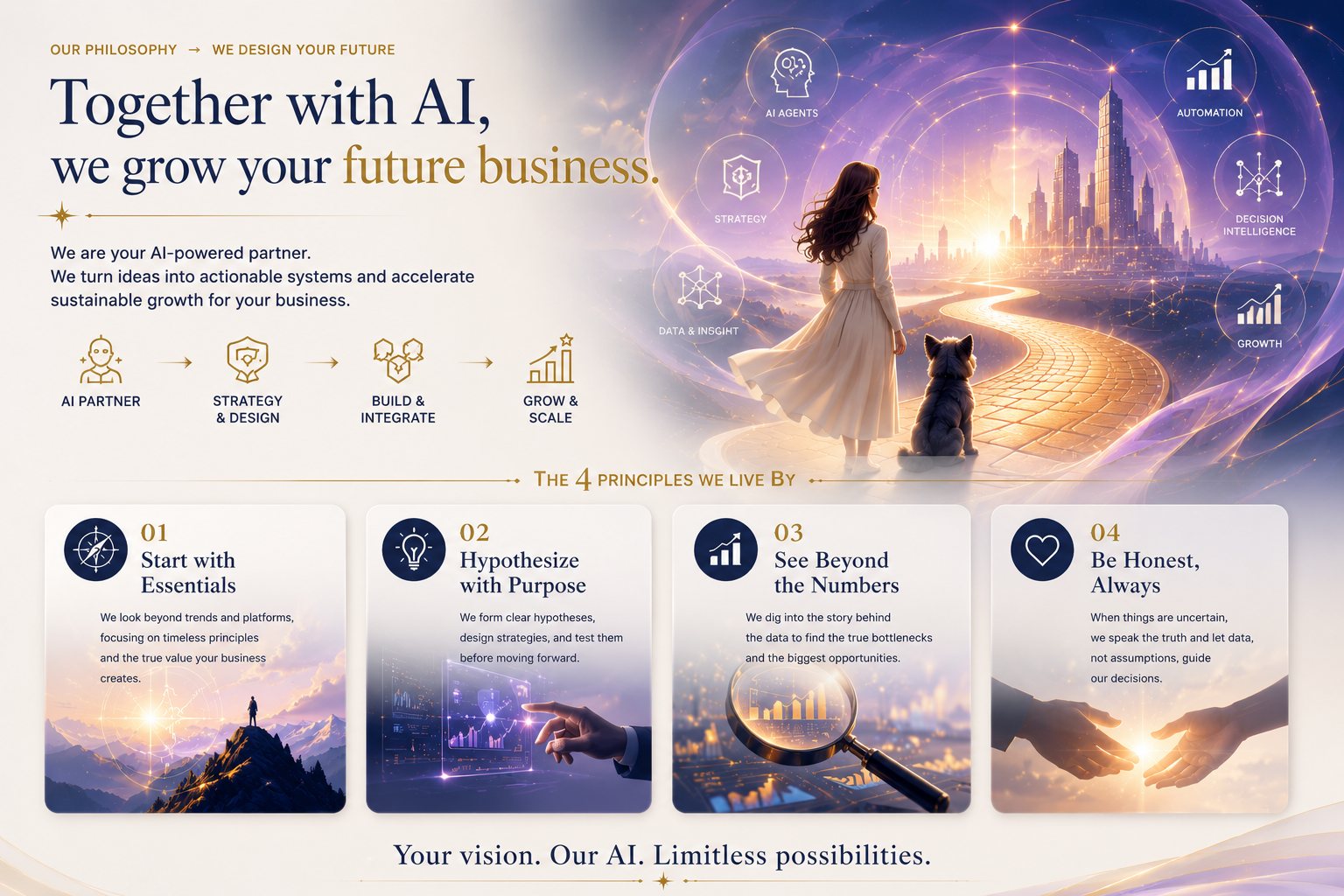 Our philosophy — Together with AI, we grow your future business